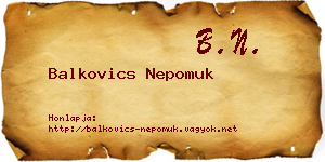 Balkovics Nepomuk névjegykártya